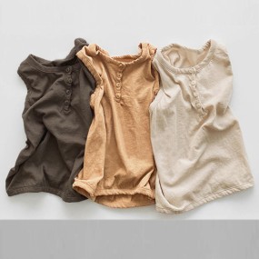 Children T-Shirt Supplier - Korean Button Sleeveless