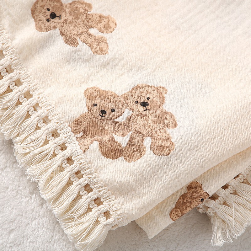 Baby Blanket Supplier - Tassel Muslin Embroidery