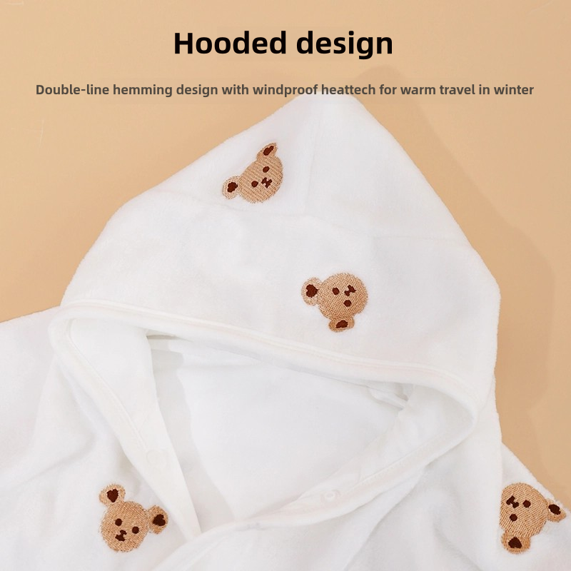 Infant Cloak Factory - Autumn Winter Coral Velvet Embroidered