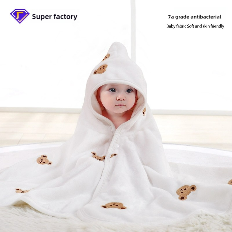 Infant Cloak Factory - Autumn Winter Coral Velvet Embroidered