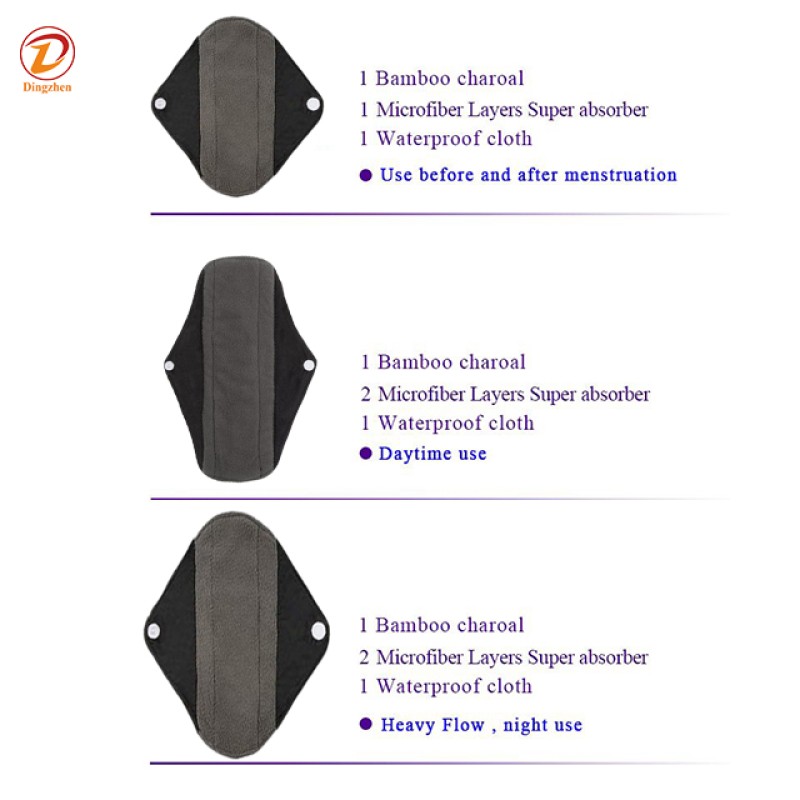 Menstrual Pads Factory - Washable Bamboo Charcoal Cloth