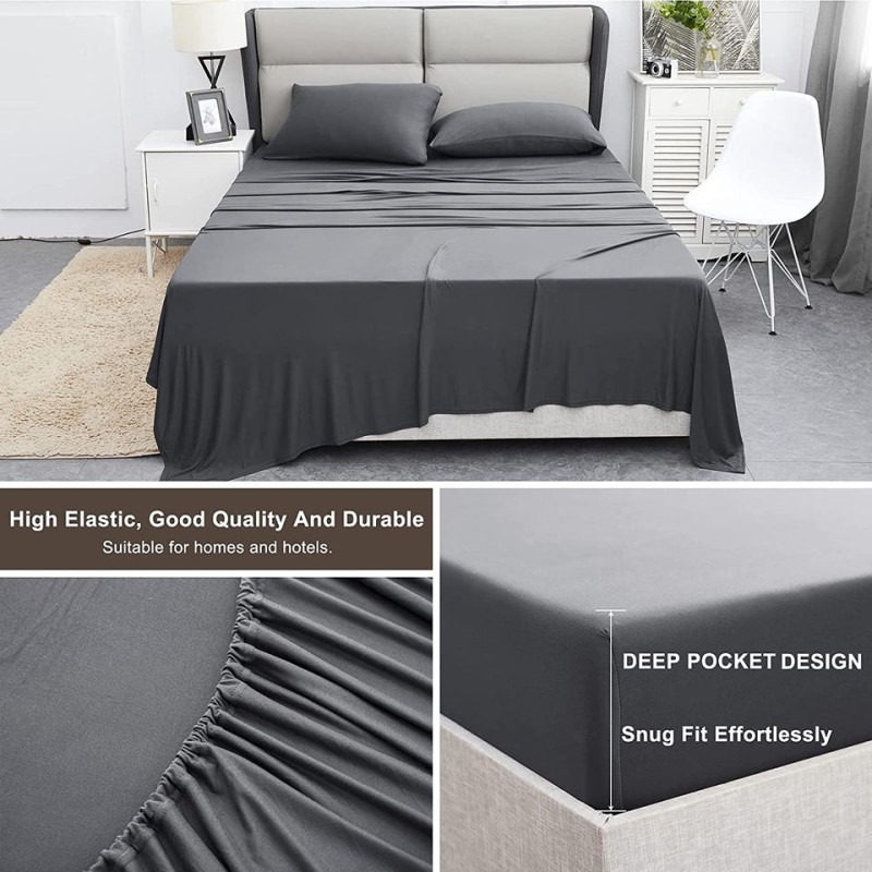 Microfiber Bedding Supplier - 4Pcs Brushed Linen Sheet Set