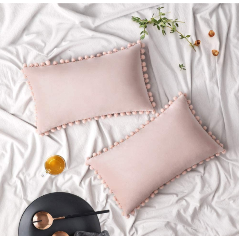 Throw Pillow Covers Supplier - Velvet Pompom Decorative Square