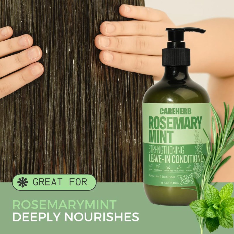 Organic Mint Strengthening Hair Shampoo & Leave-In Conditioner Refreshing Rosemary Herbal Nourishment Cream Form
