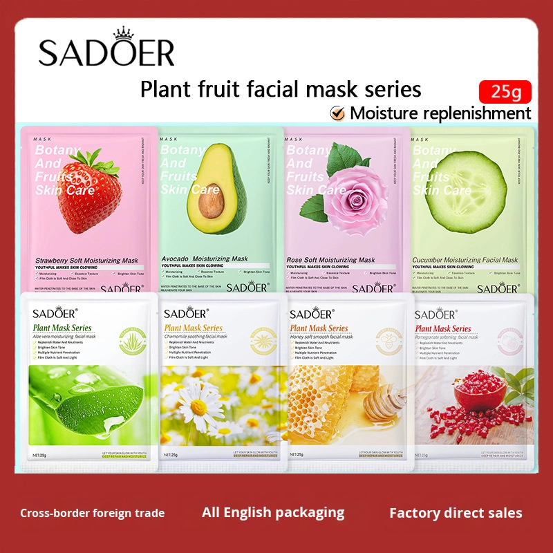 Sadoer Plant Mask Series Hydrating Fruit Moisturizing Facial Sheet Cross-Border Foreign Trade Wholesale for Face