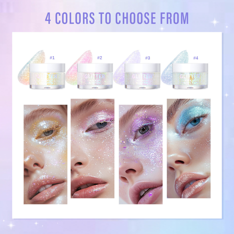 Colorful Waterproof Body Glitter Gel and Liquid Eye Shadow Enhance Night Makeup with Fine Highlighter Beautiful Body Glitter