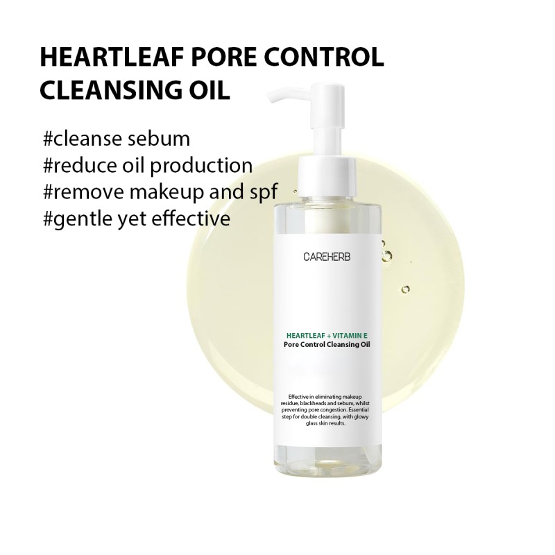 Organic Heartleaf Pore Control Cleansing Oil Deep Cleansing Face Wash for Makeup Removal and Blackhead Remover Skin Care Set