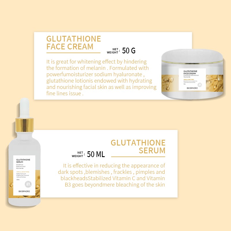 Organic Anti-Oxidation Glutathione Skincare Set for Black Women Facial Moisturizer Whitening Kit