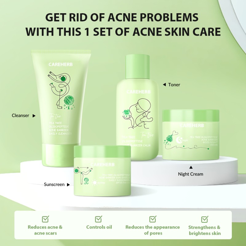 OEM ODM Private Label Women's Skin Care Set Tea Tree Oil Control and Shrink Pores Acne Barrier Facial Oil for Face Use