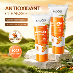 For SADOER Organic Antioxidant Face Cream Set Sea Buckthorn Vitamin C Water Milk Cleanser for Cross-Border Foreign Trade
