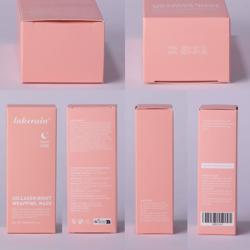 Lakerain Peel-Off Collagen Night Cream Mask Cross-Border Facial Moisturizing Aloe Glycerin Green Tea Pore Cleaner Face Body Care