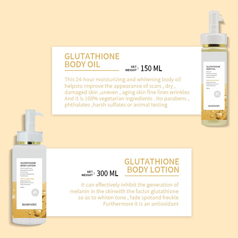 Organic Anti-Oxidation Glutathione Skincare Set for Black Women Facial Moisturizer Whitening Kit