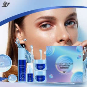 Private Label Advanced Snail Mucin Daily Skin Care Set Natural Repair Face Cleanser Serum Eye Cream