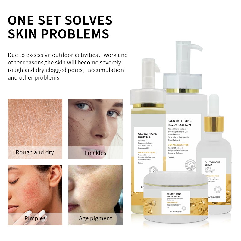 Organic Anti-Oxidation Glutathione Skincare Set for Black Women Facial Moisturizer Whitening Kit