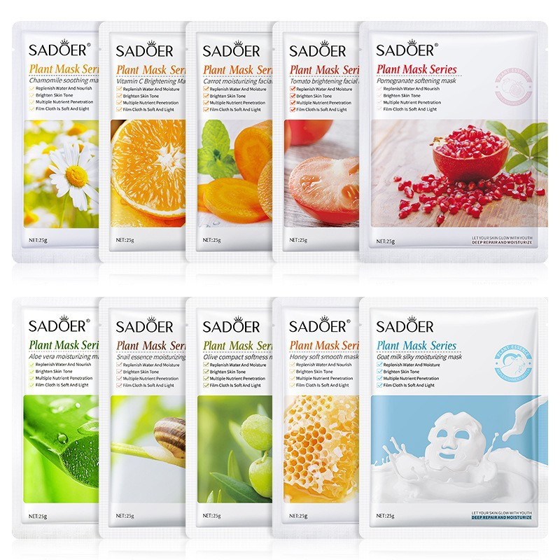 Sadoer Plant Mask Series Hydrating Fruit Moisturizing Facial Sheet Cross-Border Foreign Trade Wholesale for Face