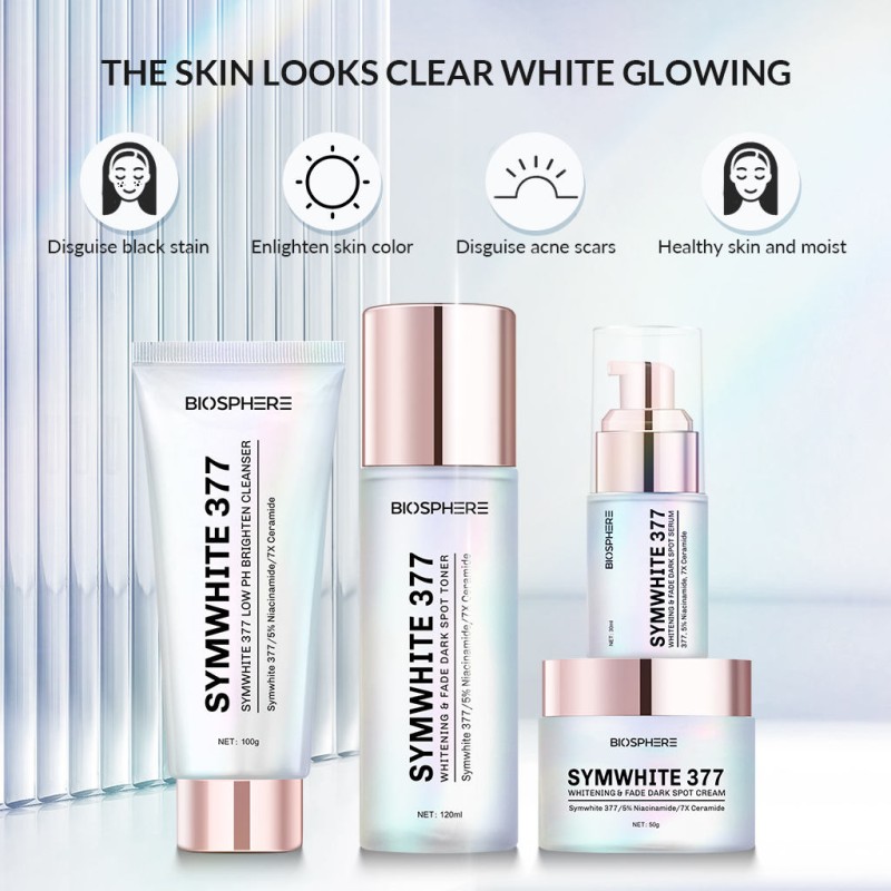 Private Label Vegan Skincare Kit Anti-Aging Acne Serum & Moisturizing Face Cream Whitening Facial Cleanser Set