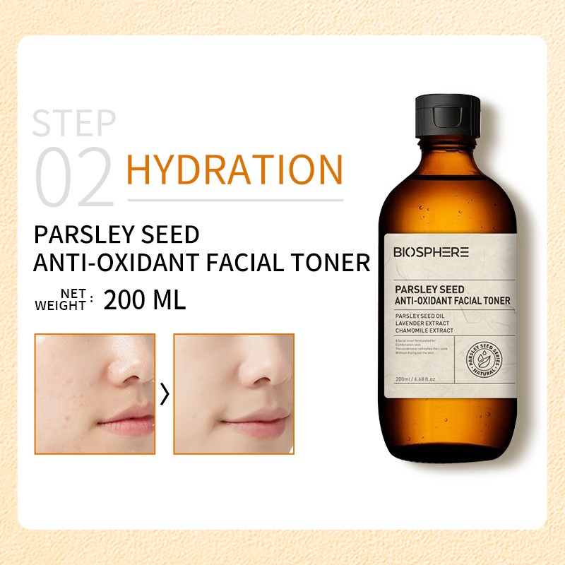 Organic Natural Anti-Oxidant Skin Care Set Whitening Anti-Aging Freckle Removing Facial Kit with Parsley Seed for Face