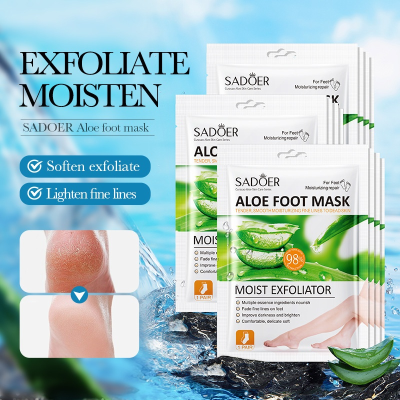Sadoer Aloe Vera Foot Mask Moisturizing Exfoliating Rejuvenating Foot Care Cross-Border Foreign Trade Wholesale