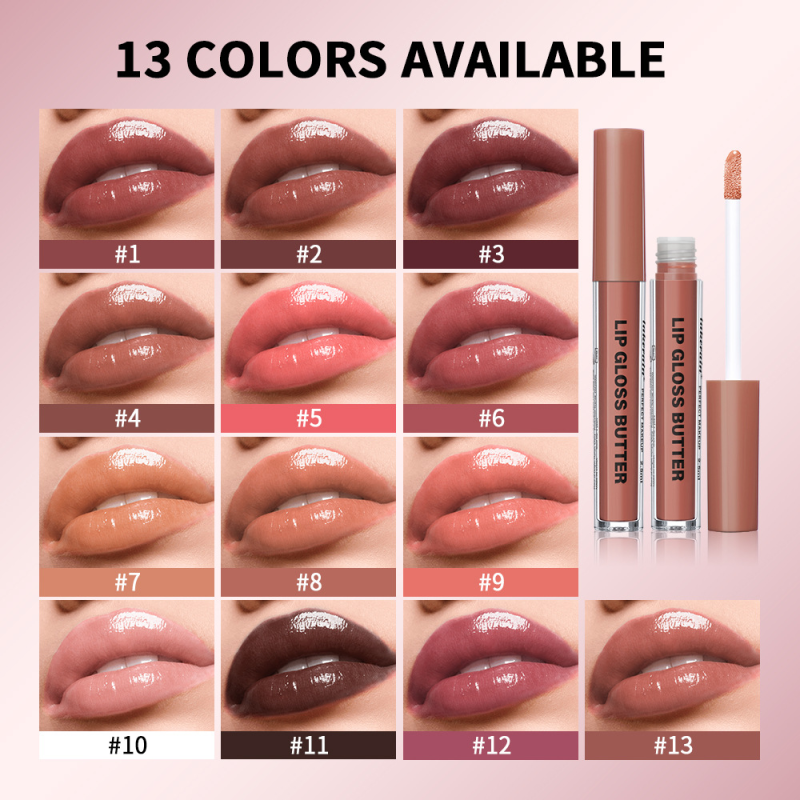 Waterproof Mineral Lip Liner Butter Gloss Lip Glaze Liquid Brightening Moisturizing Mirror-Like Long-Lasting Lip Treatment