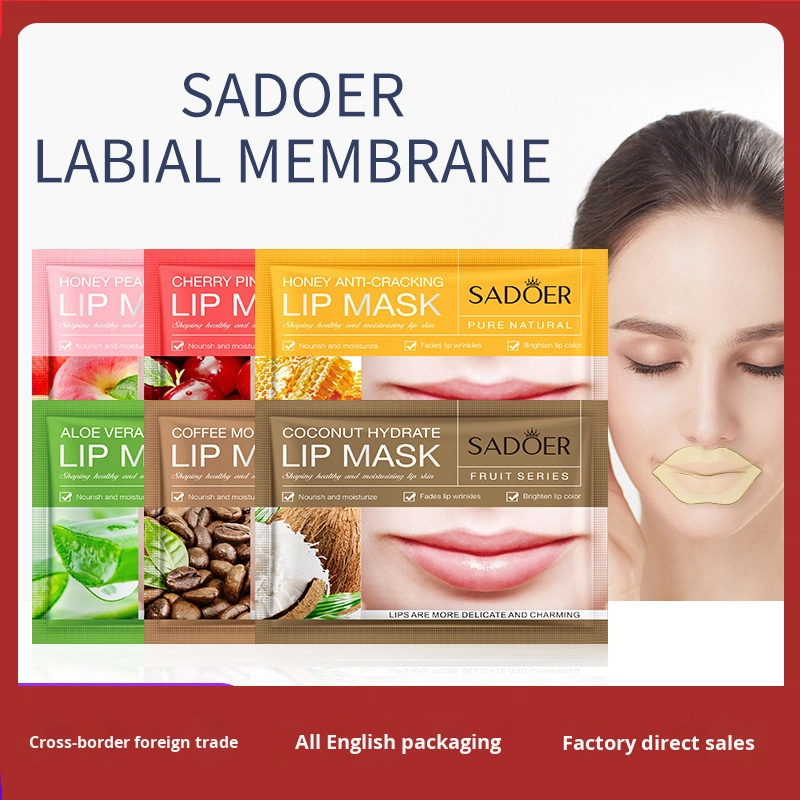 Autumn Winter Sadoer Cherry Pink Lip Mask Series Nourishing Aloe Vera Lip Care Sheet Fruit Lip Mask Wholesale