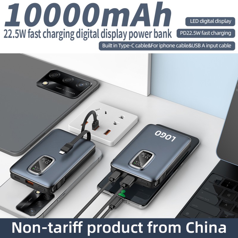 Power Bank Factory - Bulk 10000mAh PD22.5W Detachable Cable