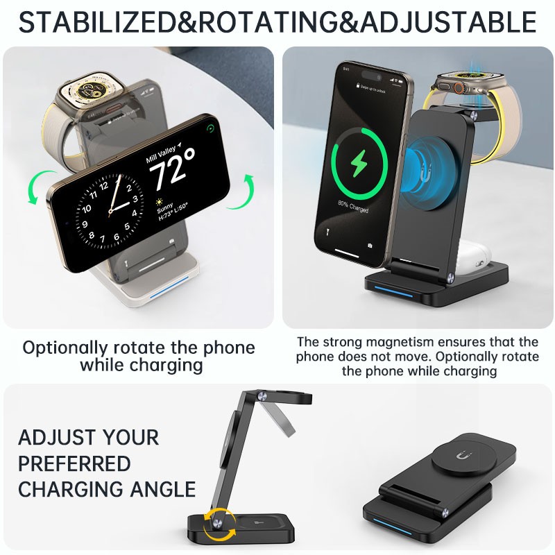 Wireless Charger Factory - Bulk 15W Portable Folding 3-in-1