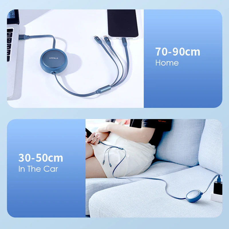 USB Cable Manufacturer - 105cm Retractable 3 in 1 OEM