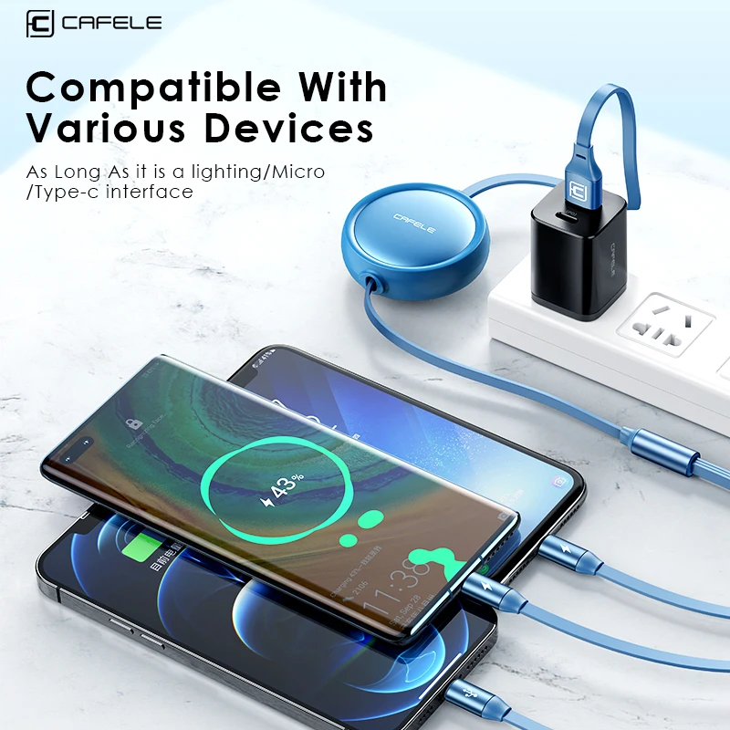 USB Cable Factory - 3 in 1 Retractable OEM Charging