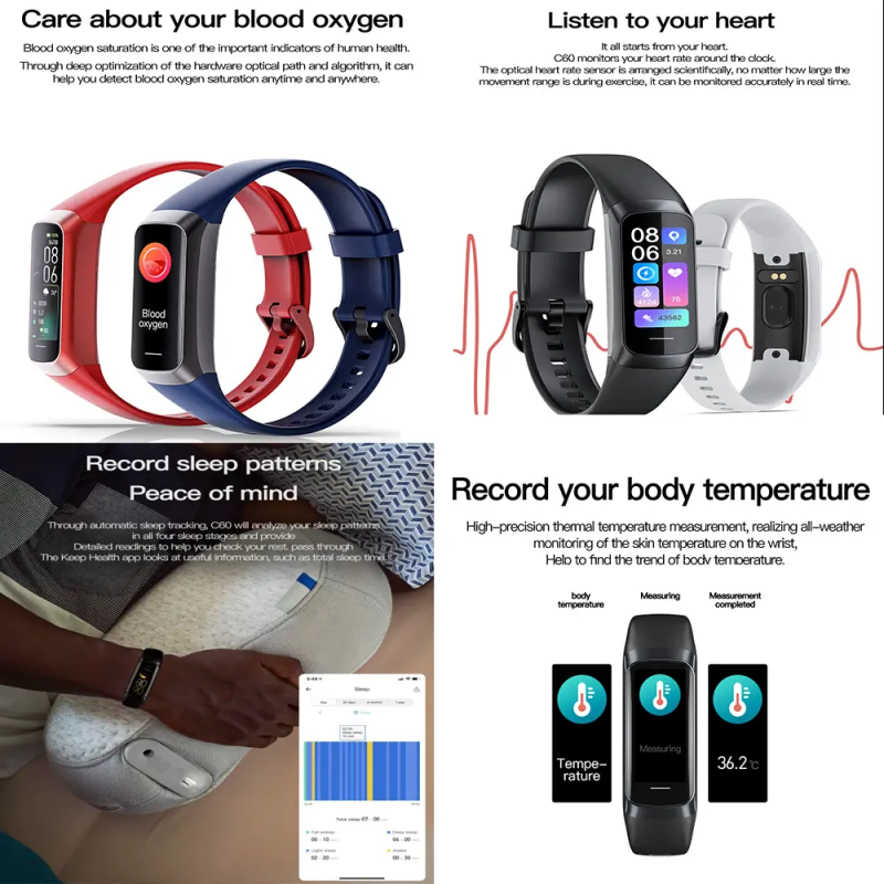 Smart Watch Supplier - OEM C60 Blood Pressure Oxygen Watch