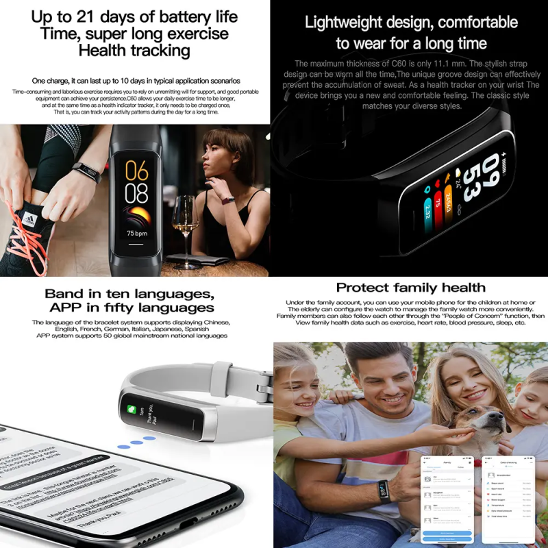 Smart Watch Supplier - OEM C60 Blood Pressure Oxygen Watch