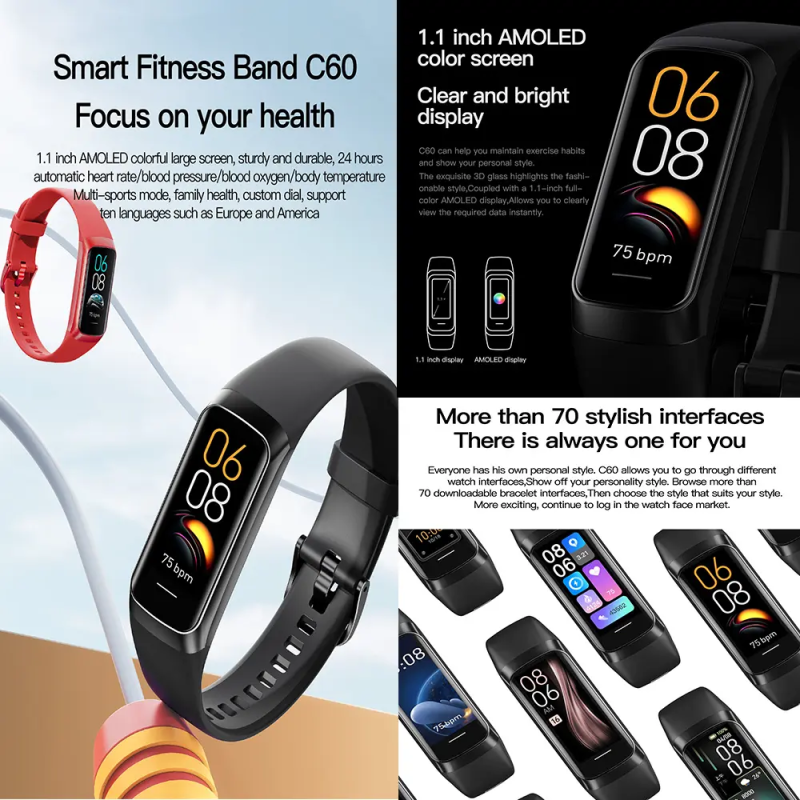 Smart Watch Supplier - OEM C60 Blood Pressure Oxygen Watch