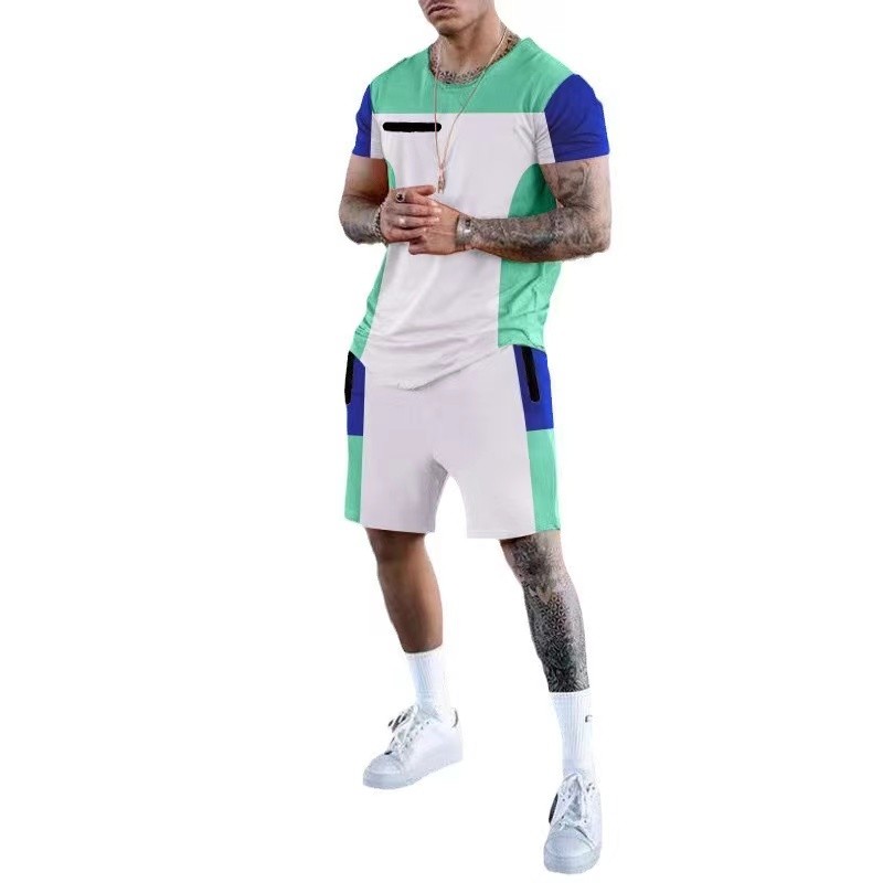 Men Tracksuit Supplier - OEM Custom Contrast Color Two Piece Set