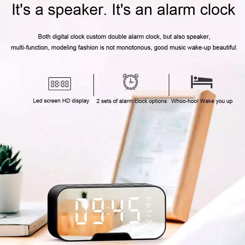 BT Speaker Factory - OEM Mini LED Mirror Alarm Clock Speaker