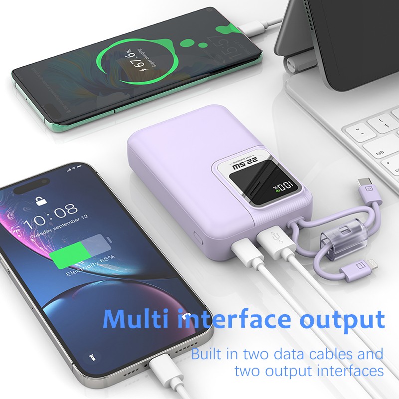 Power Bank Manufacturer - OEM Custom Logo PD22.5W Built-in Cable