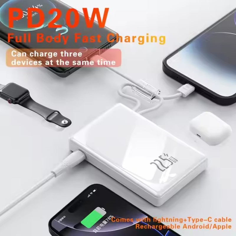 Power Bank Manufacturer - OEM Custom Logo Built-in Cable Charger