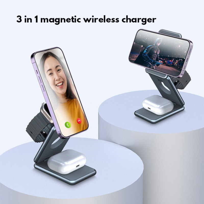 Wireless Charger Factory - OEM 3-in-1 Magnetic Foldable Charger