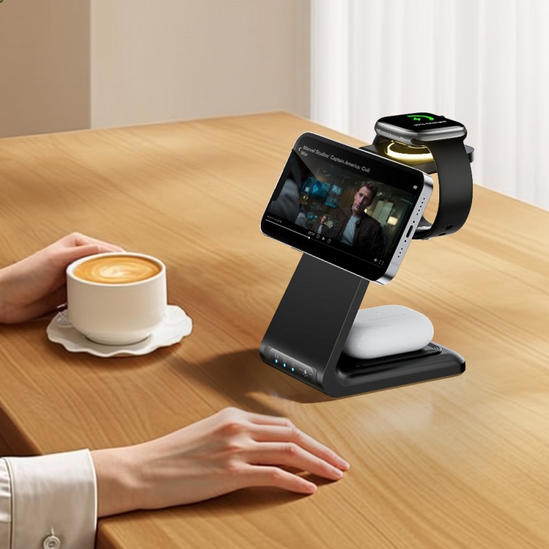 Wireless Charger Supplier - OEM 3-in-1 15W Magnetic Station