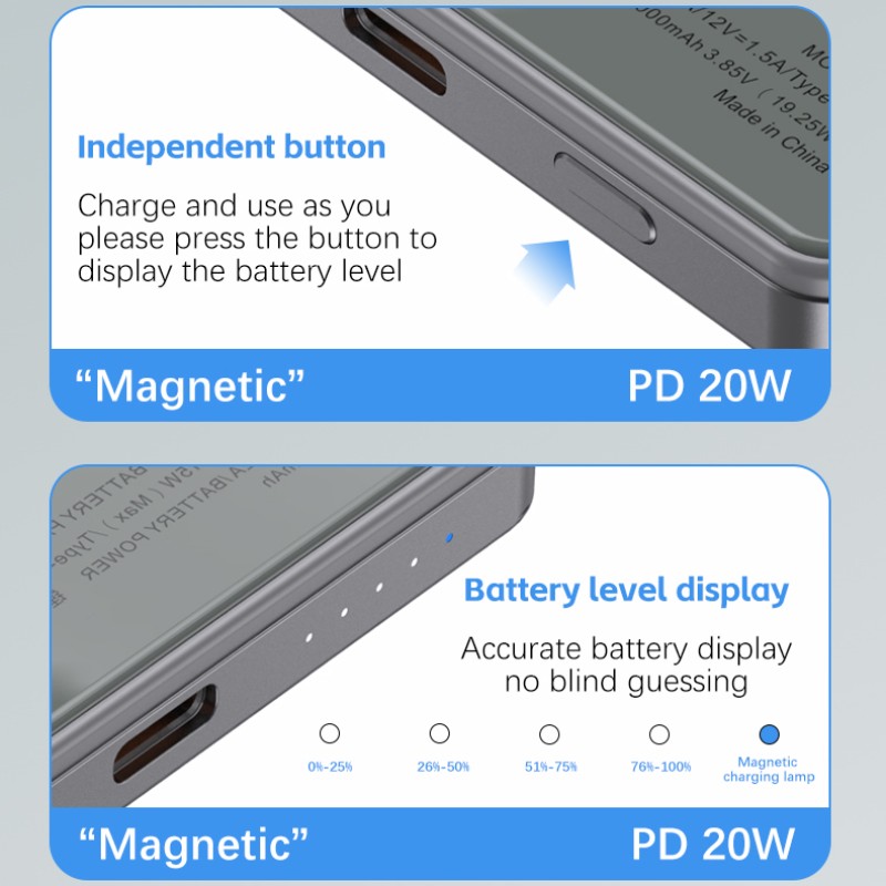 Magnetic Power Bank Supplier - OEM PD20W Wireless 10000mAh Charger