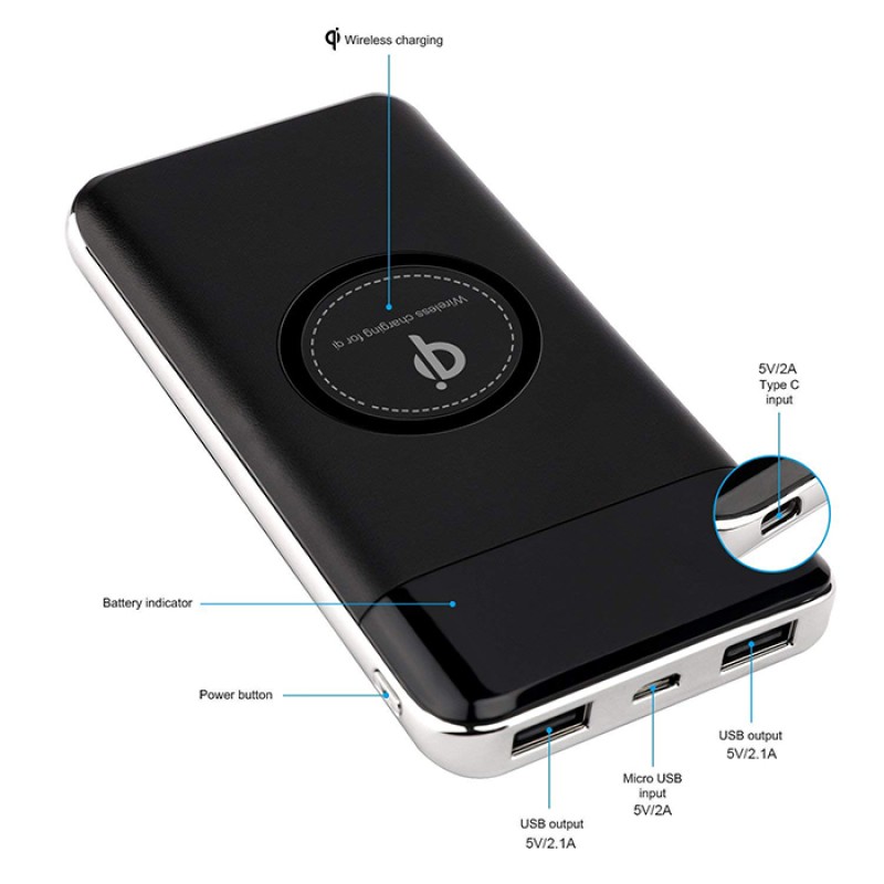 Power Bank Factory - OEM Built-in 4 Cables Wireless Charger