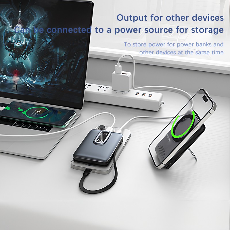 Wireless Power Bank Supplier - OEM PD22.5W Built-in Cable Charger