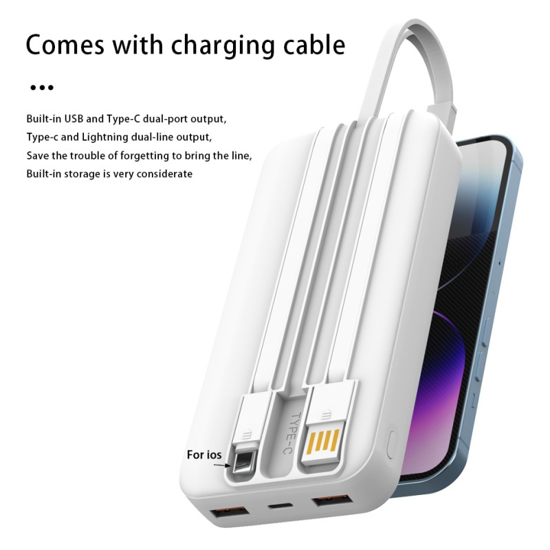 Power Bank Supplier - OEM High Capacity Built-in Cable Charger