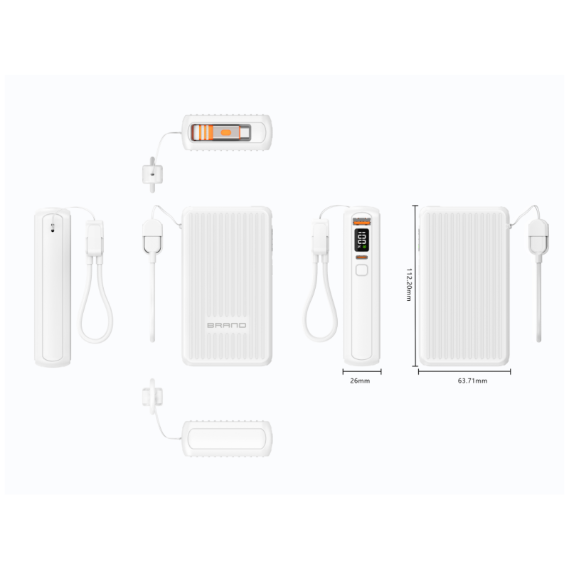 Power Bank Factory - Retractable Cable PD QC OEM