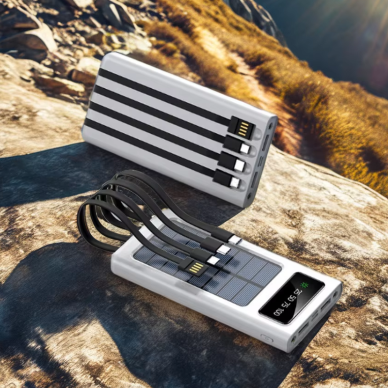 Solar Power Bank Manufacturer - OEM 10000mAh Built-in 4 Cables
