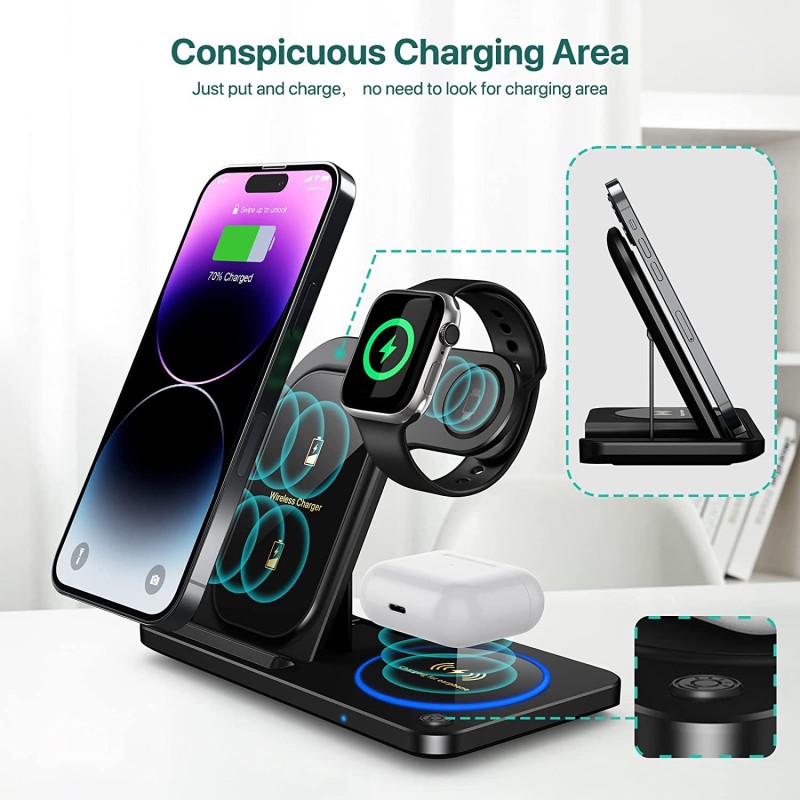 Wireless Charger Manufacturer - OEM 3-in-1 Foldable Phone Stand
