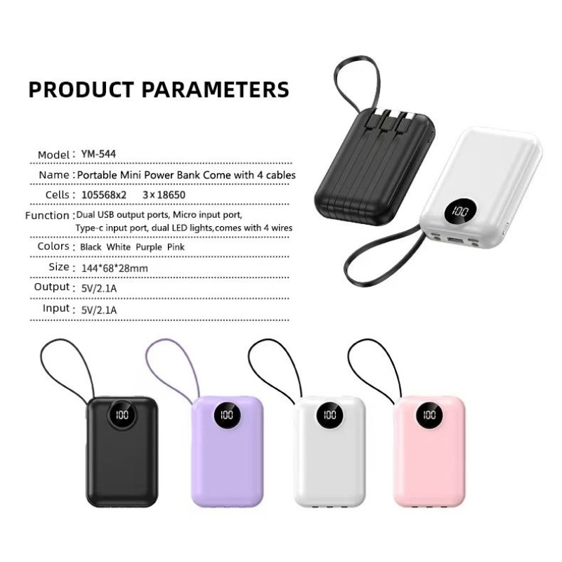 Power Bank Supplier - OEM 20000mAh 22.5W Slim Built-in Cable