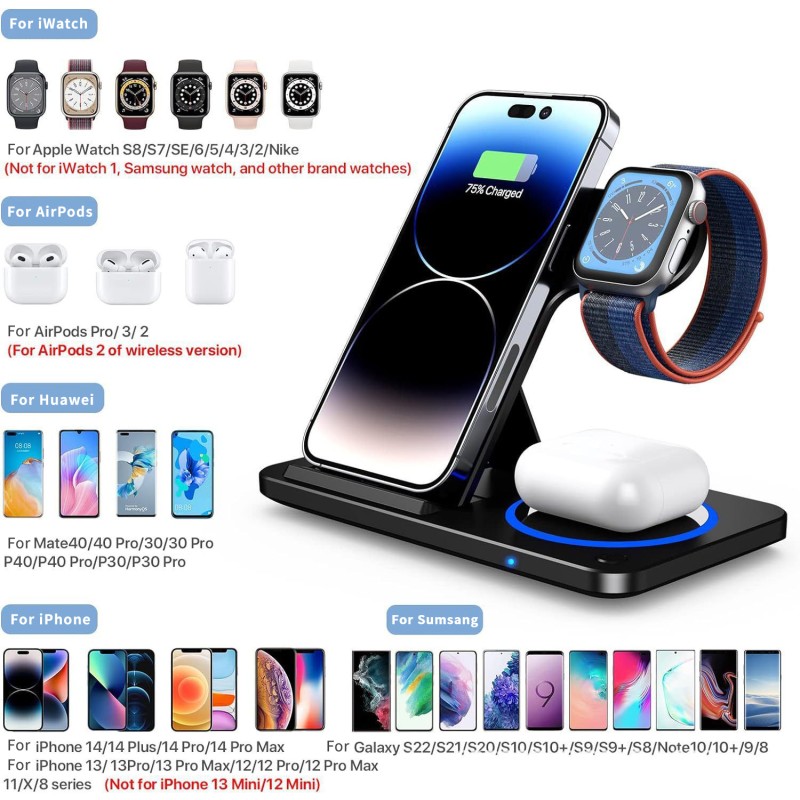 Wireless Charger Manufacturer - OEM 3-in-1 Foldable Phone Stand