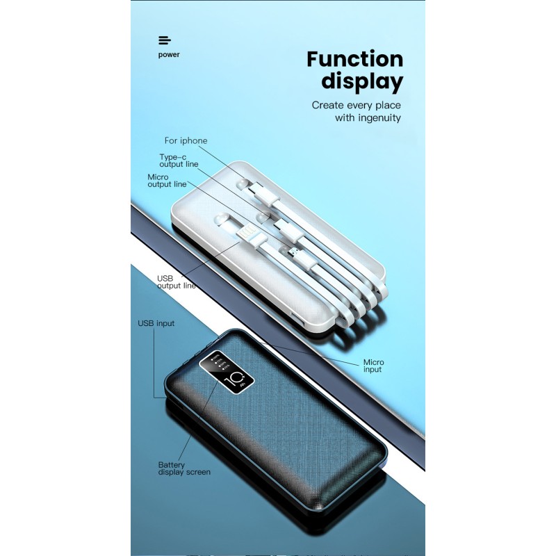 Power Bank Manufacturer - OEM 20000mAh Slim 4-in-1 Built-in