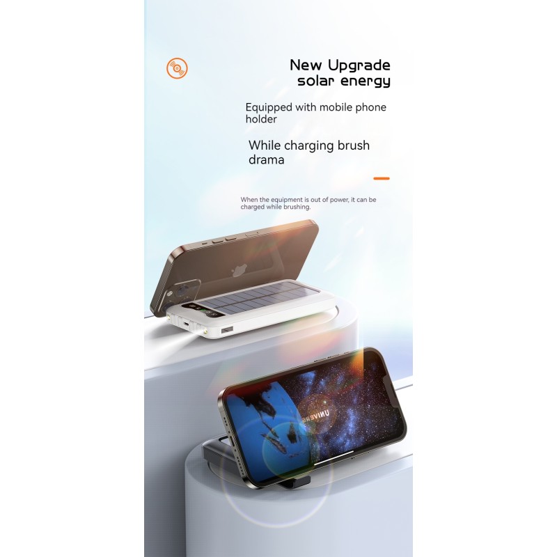 Solar Power Bank Manufacturer - OEM 10000mAh Built-in Cables All Phone