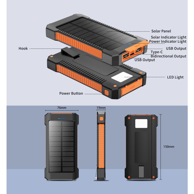 Solar Power Bank Manufacturer - OEM 10000mAh Waterproof Station