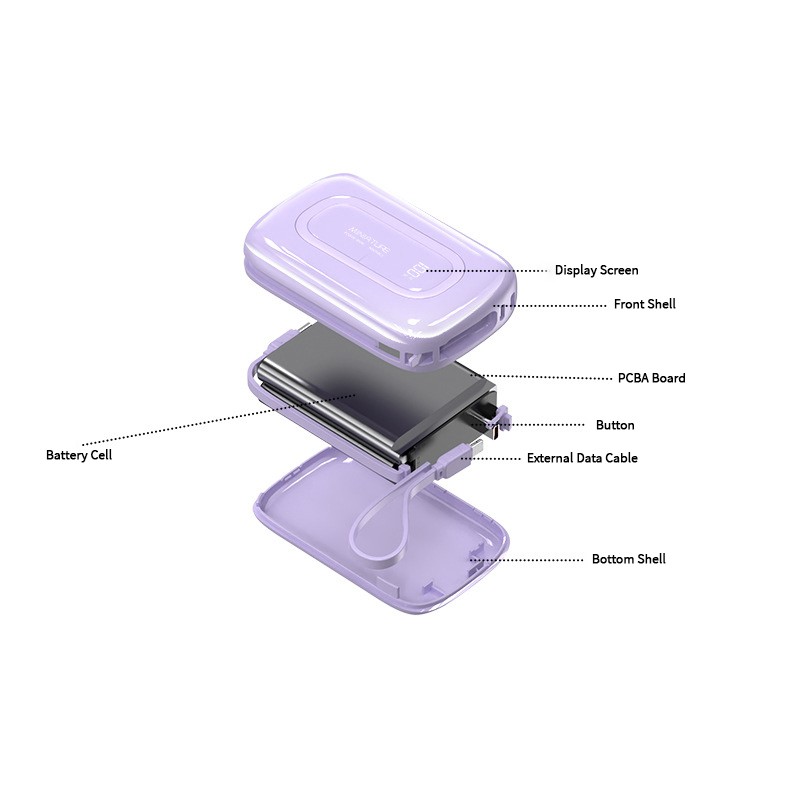 Power Bank Factory - OEM 22.5W Built-in Cable Digital Display